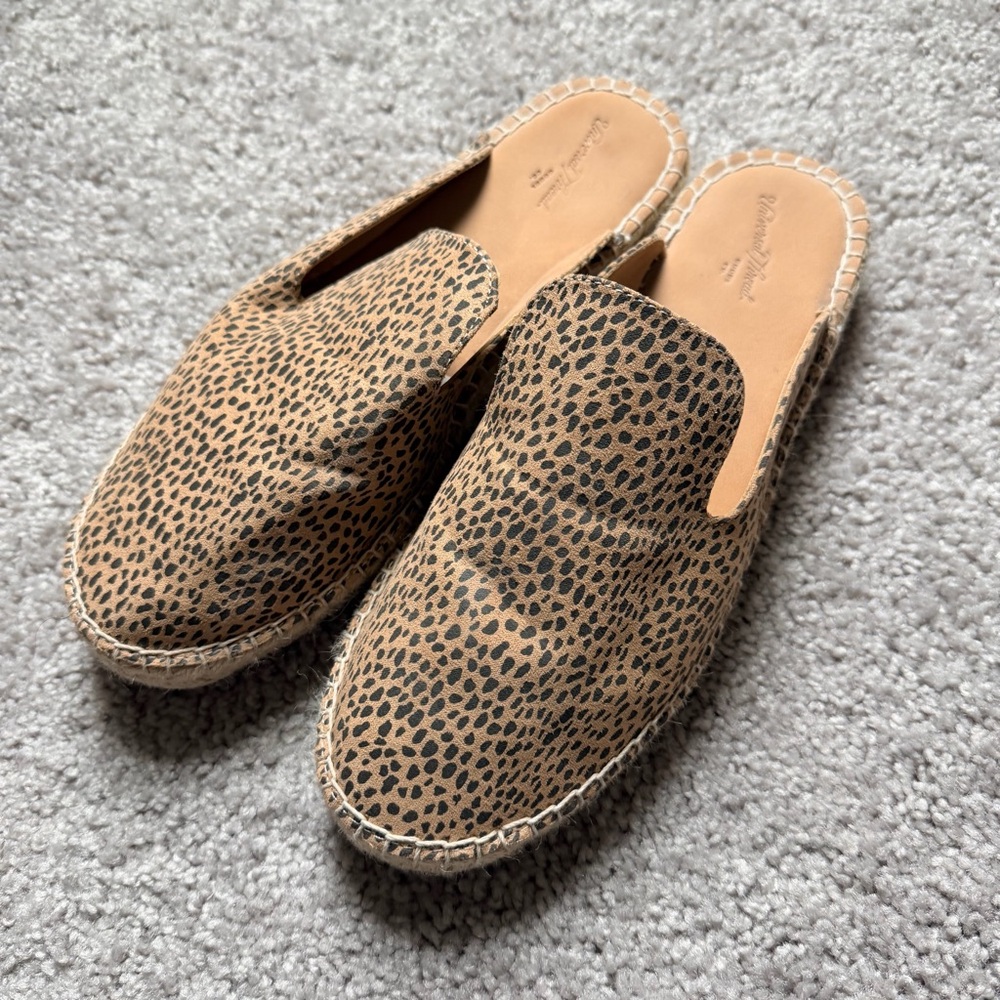 Universal Thread Leopard Print Espadrille Mule Slip On Shoes Size 7.5